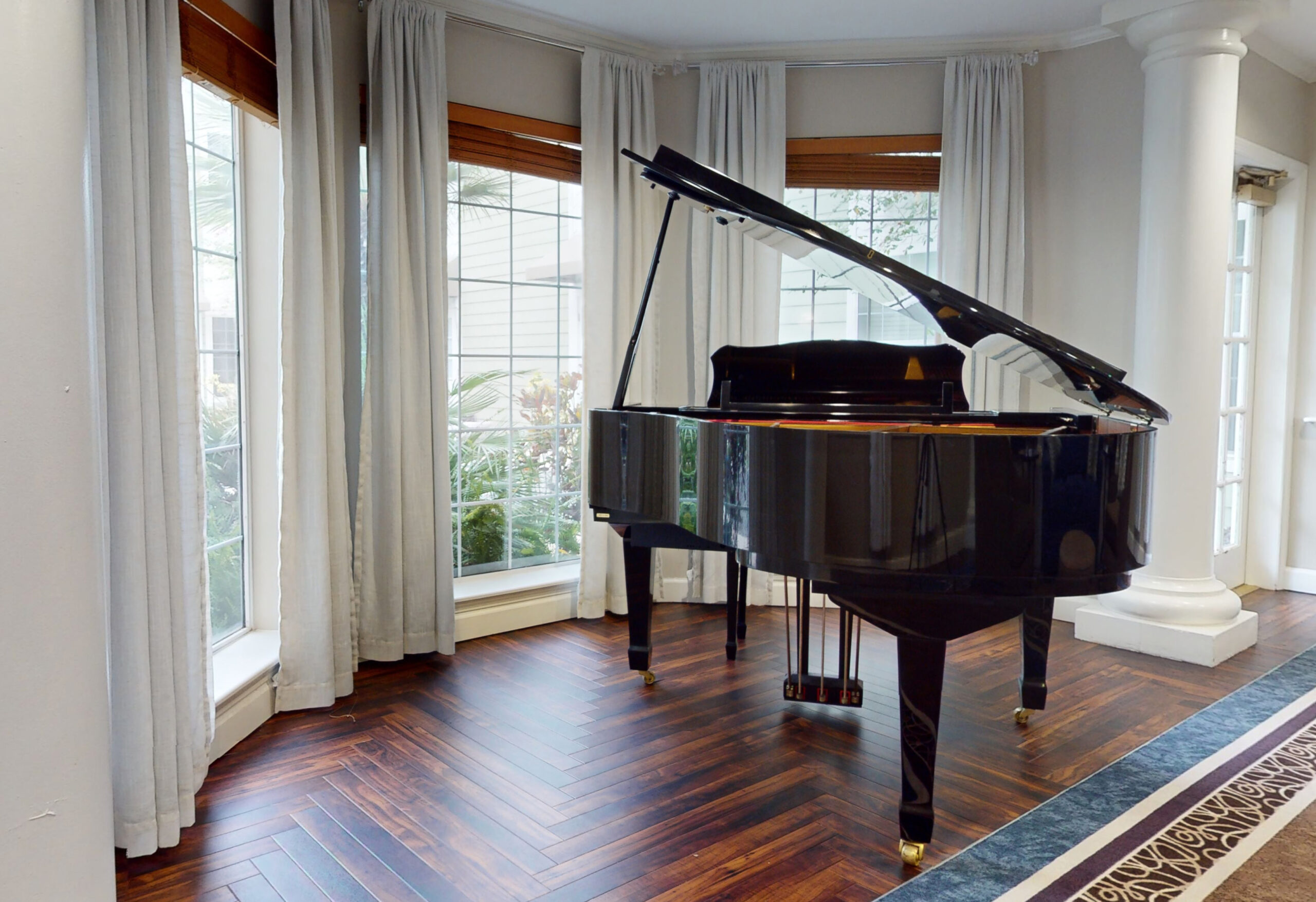 piano in sunroom