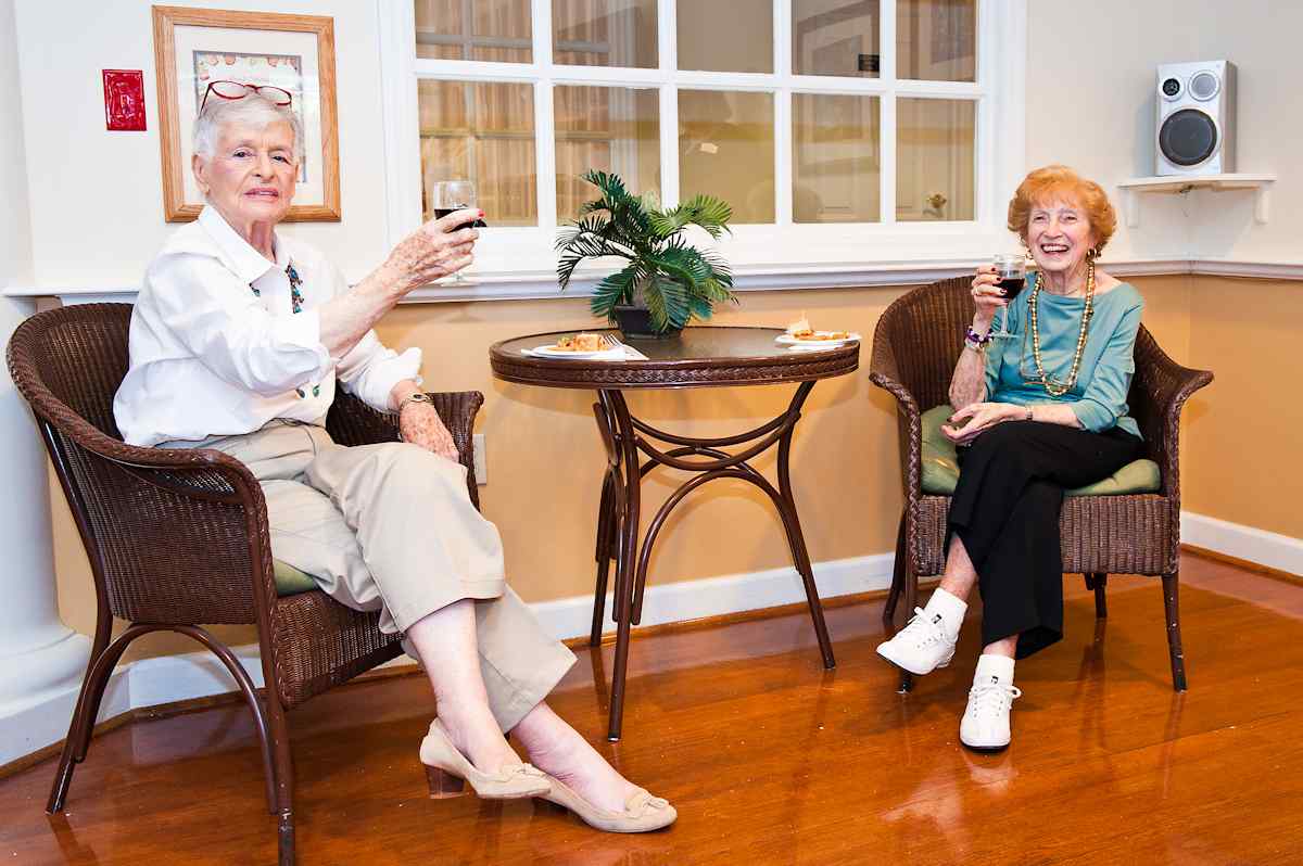 seniors drinking wine