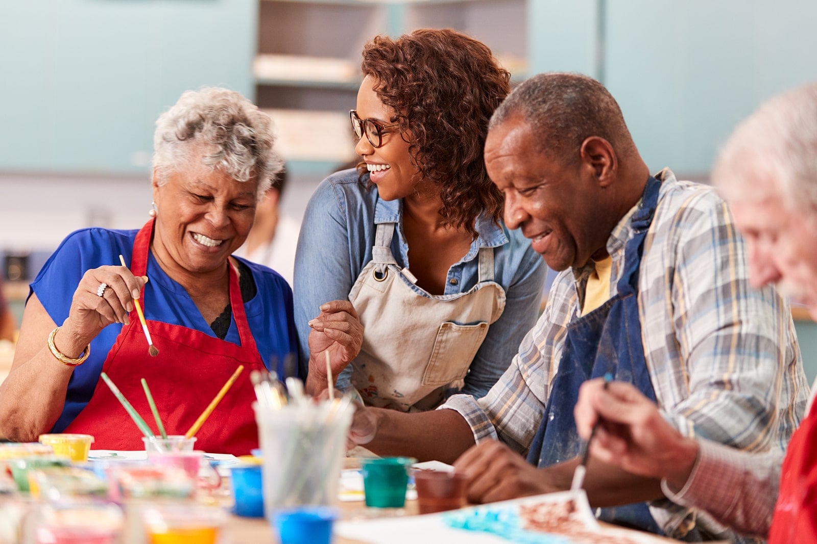 art teacher assisting seniors